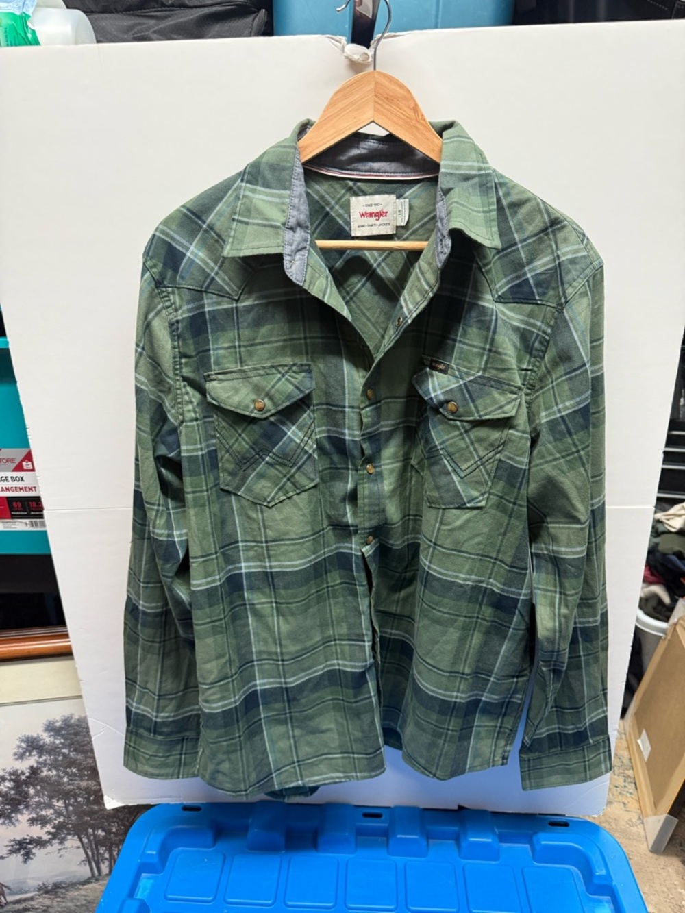 Wrangler Green Plaid Button-Down Shirt